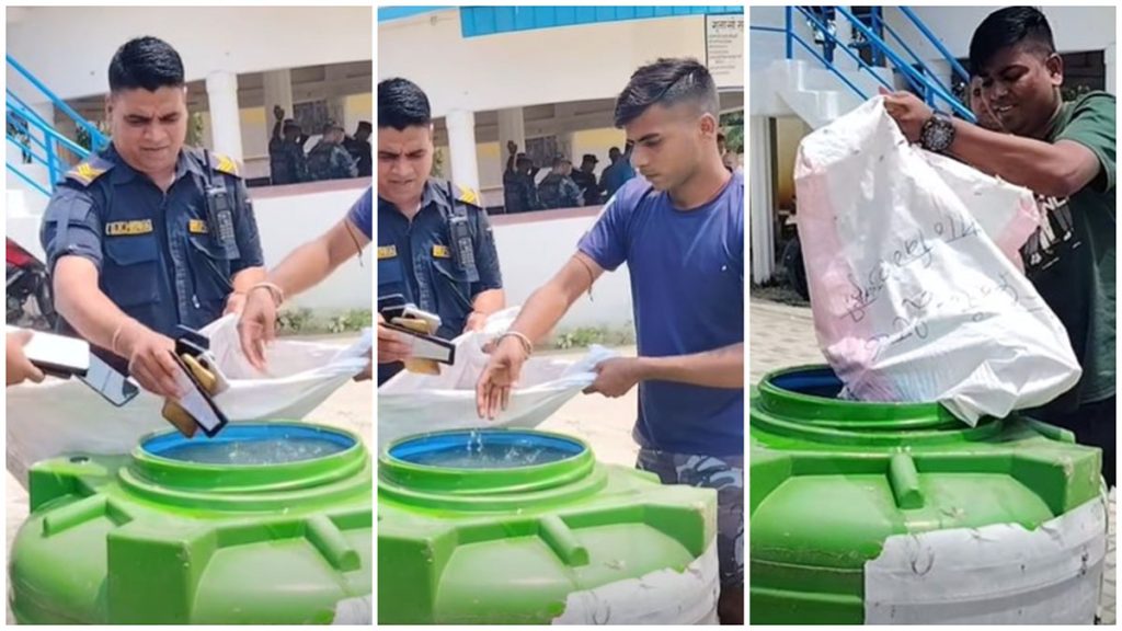 मोबाइल डुबाएर नष्ट गरेको विरोधमा विद्यार्थीहरु सडकमा