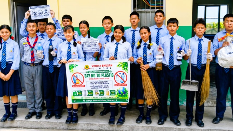 विद्याभूषण स्कुलमा प्लास्टिकजन्य सामग्री निरुत्साहित