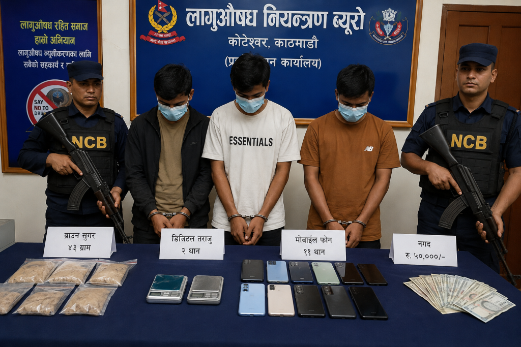 राइड सेयरिङ एपमार्फत ब्राउन सुगर कारोबार, ४३ ग्रामसहित तीन पक्राउ